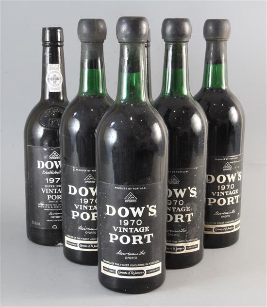 Four bottles of Dows 1970 Vintage Port and two bottles of Dows 1977